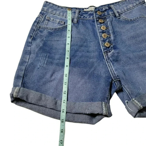 Misslook size M Jeans Shorts High-rise Button Fly  Cuffed Blue Women's - Picture 4 of 9